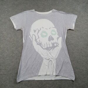 Litographs Shirt Womens Medium White Skull Literary Book Text Graphic Tee Top